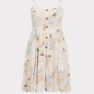 Torrid Light Pink Peach Floral Challis Button Hi-Lo Skater Dress Plus Size 2X